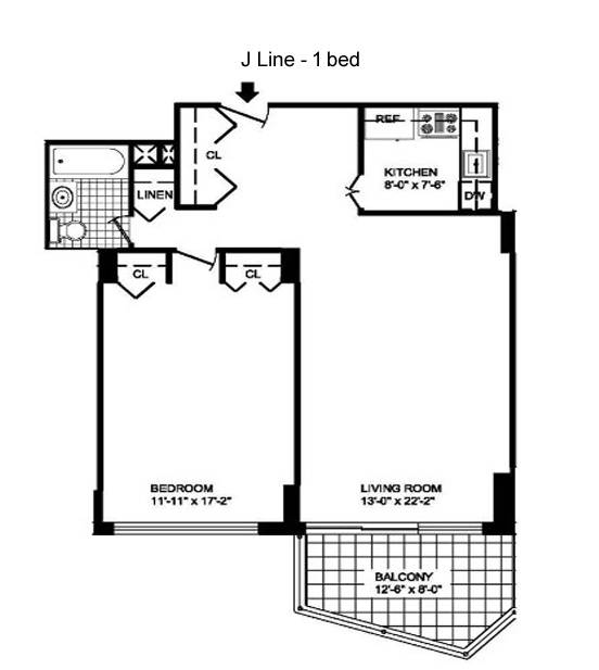1 bede floor plan-J line